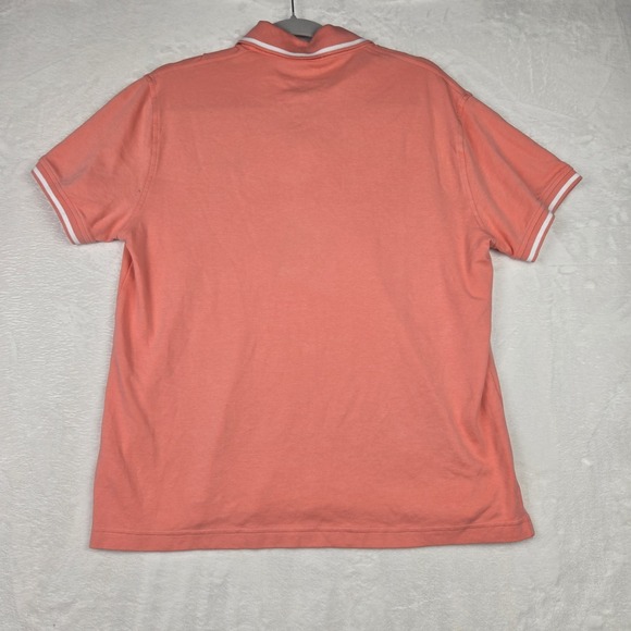 Tommy Hilfiger Men's Orange‎ Pink Polo Size Medium White Piping Logo - Picture 6 of 8